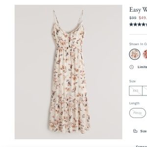 Abercrombie and Fitch Easy Waist Tiered Midaxi Dress Size Large, Cream Floral